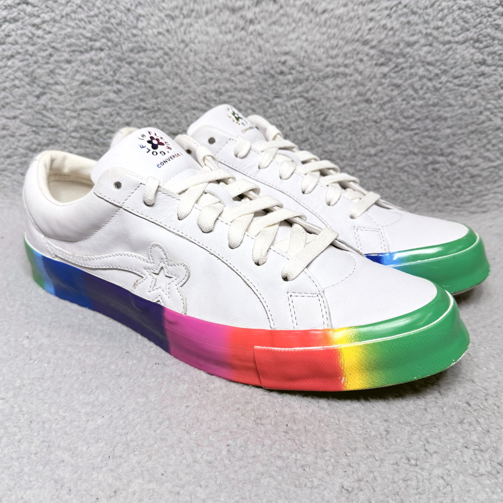 Converse Golf Le Fleur One Star Ox Mens Size 13 Sneakers White Rainbow Leather